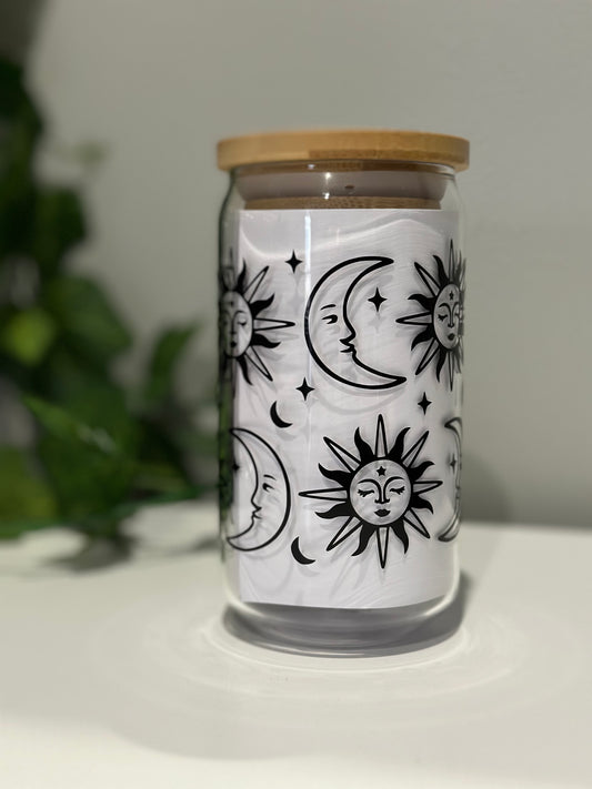 Sun & Moon Glass Can Cup