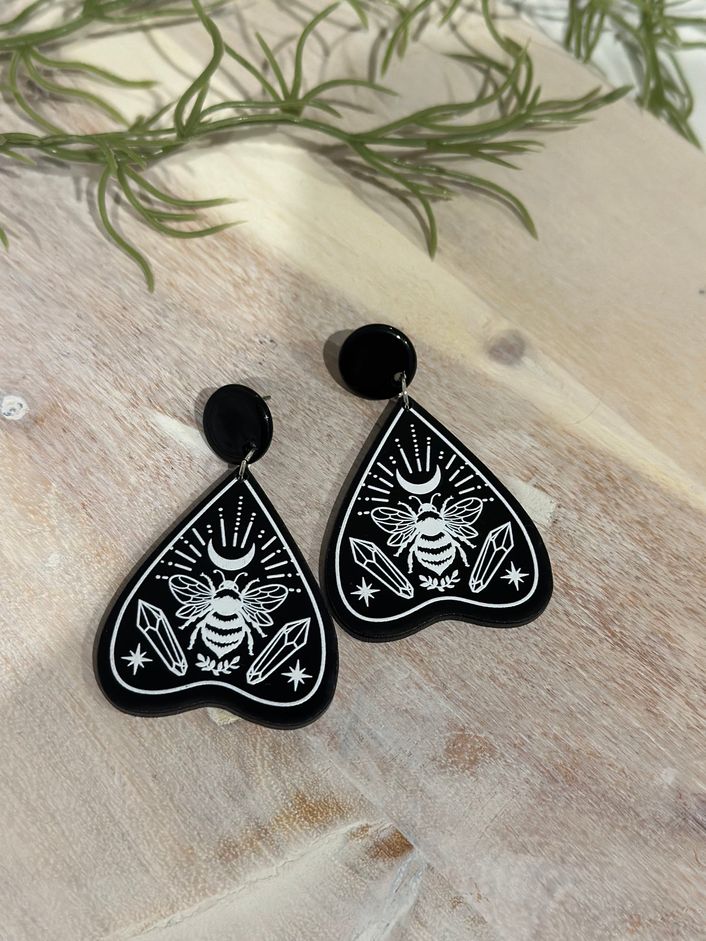 Acrylic Earrings-Bees and crystals