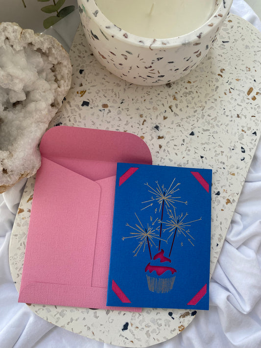 Blue & Pink Birthday Card
