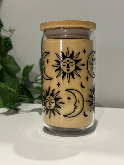 Sun & Moon Glass Can Cup